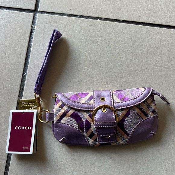Coach Lavender and Beige Wristlet Clutch - Picture 1 of 4